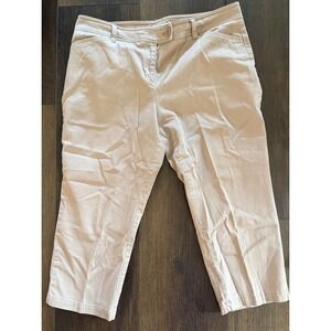 Jones New York Sport Petite Khaki Capri Pants Tan Stretch Crop Trousers 14P